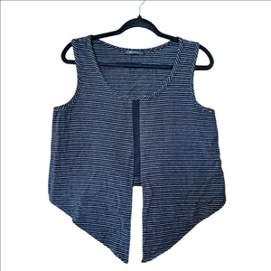 🇨🇦 Cokluch Women’s Striped Open-Front Crop Top – 100% Cotton – Size L